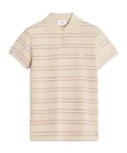Maison Kitsuné Baby Fox Patch Striped Polo Shirt L,M Paper/pink clay/light pink