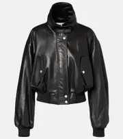 [Nour Hammour] Nour Hammour Briar leather bomber jacket AU 16 black