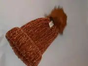 Women's Beanie Hat with Faux-Fur Pom-Pom