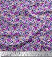Soimoi Cotton Poplin Fabric Peacock Feather Printed Craft Fabric-PUG