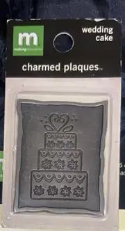 Making Memories LOVE WEDDING Metal WEDDING CAKE Plaque for scrapbooking