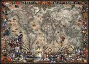 Antique World Map - Chart Counted Cross Stitch Patterns Needlework DIY 14 ct