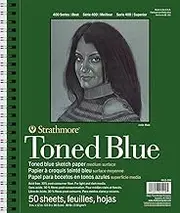 Strathmore 400 Series Sketch Pad, Toned Blue, 9x12 inch, 50 Sheets - Artist Sketchbook for Drawing, Illustration, Art Class Students