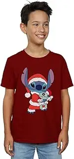 [Absolute Cult] Disney Boys Lilo And Stitch Stitch Christmas T-Shirt Burgundy 7-8 Years