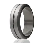 ROQ Silicone Wedding Middle Line Single Ring - Silver by ROQ for Men - 11 mm Ring
