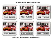 NISSAN R32 SKYLINE GT-R BATHURST RACE CAR SET OF 6 RUBBER DRINK COASTERS