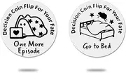 [Kefley] Funny Decision Coin for TV Bingers Episode Lover Boyfriend Girlfriend Valentine's Day Gifts Double-Sided One More Episode Go to Bed Flip Coin Friends Husband Christmas Anniversary Birthday Gift