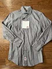New NWT L/S Jerry Garcia Dress Shirt Mens Size Small 14 14.5 32/33 Gray Flowers