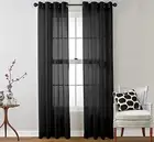 Sheer Curtains - 2 Piece Semi Sheer Voile Light 54"W x 84"L (Pack of 2) Black