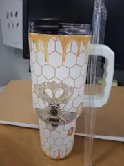 Bee Honeycomb Cup Mug 40oz Tumbler Insulated Stainless Steel New