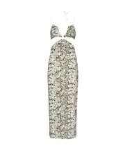 Tie-strap printed dress One size Nude