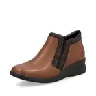 RIEKER LADIES LEATHER TWIN ZIP WARM LINED ANKLE BOOTS TAN/ BRONZE L4883