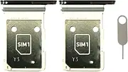 2pcs Dual Sim Card Tray Slot Holder Replacement for Samsung Galaxy S25 Ultra 5G SM-S938 Incl Card Ejector pin (Black)