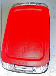 PYREX Easy Grab 2 Quart Clear Baking Dish w. Handles Red Lid 7" x11" USA - NEW