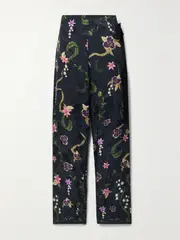 [Agua by Agua Bendita] Agua by Agua Bendita - + Net Sustain Memoria Tesoro Floral-print Jacquard Straight-leg Pants - Blue - medium medium Blue