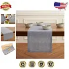Versatile Machine Washable Navy & White Striped Linen Table Runner - 14 x 108