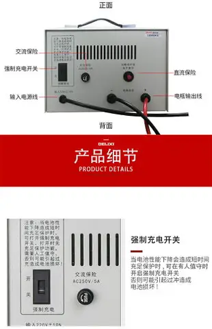 【可開發票】德力西各類電瓶充電器 蓄電池直流純銅充電機GCA-H20A 6V 12V 24V