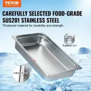 6 Pack Hotel Pans Full Size Anti-Jam Steam Pan 0.8mm Thick Stainless Steel Restaurant Steam Table Pan 4-Inch Deep Commercial Table Pan Catering Storage
