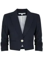 Veronica Beard Delpha Linen-blend Blazer - Navy - 10 10