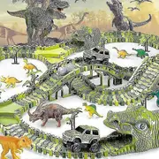 240 Pcs Dinosaur Toys, Dinosaur Toys Race Track Playset For Boys And Girls Gifts