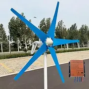 800W-1200W Horizontal Wind Turbine 12V / 24V / 48V Home Wind Turbine Generator Kit with MPPT Controller and 5 Blue Blades, Aluminum Alloy Shell for Boats, Terraces, Cabins, Parks,1000w,24V