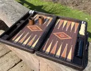 Backgammon Set for Adults Handmade Leather Crocodile Vintage Board...