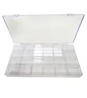 Empty Clear Diamond Rhinestone Square Nail Box Gem Jewellery Glitter 21 Spaces