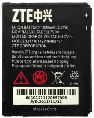 Genuine ZTE Li-ion Battery AT&T Z431 ZTE LI3710T42P3H483757 1000mAh OEM