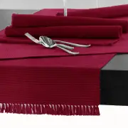 Hoydu Cotton Ribbed Table Runner 45cm x 200cm - PERSIAN RED