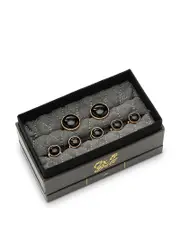 Cufflinks Inc Gold Tone & Onyx Stud & Cufflinks Set OS