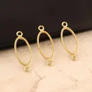 Dainty Oval Shape Yellow Gold Plated DIY Double Bail Making Connectors Lot 3 Pcs