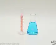 5mL Cylinder 50mL Erlenmeyer Flask Set Borosilicate Glass Graduated Lab New