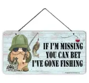 Fishing Sign If I Go Missing fisherman fish metal wall art decor man gift tin