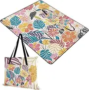 Lake Day Essentials Sandproof Outdoor Packable Picnic Blanket for Baby Summer Gift Colorful Summer Hawaiian Flowers 60x80in