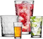 POPLASS Melrose Drinking Glasses Set, Includes Cooler, DOF, Juice and Shot Glasses - 24-Piece Melrose Glassware Set