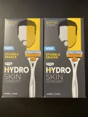 2x Schick HYDRO SKIN COMFORT Stubble Eraser Razors, 2 Cartridges Each New