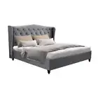 Artiss Bed Frame Double Size Mattress Base Wooden Platform Fabric Grey PIER