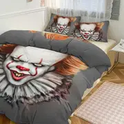 Bed Sheets g397 Pennywise Print Bedding Set Pattern Duvet Cove Set 3 Pieces 1 Quilt Cover And 2 Pillowcases for Women Men Teens tq397 Bed Sheets