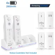 4Pcs Rechargeable 2800mAh Battery +Charging Dock Station for Nintendo Wii Remote