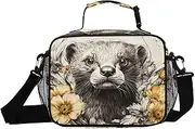 Insulated Lunch Box Mink Floral Cute for Women Men - Ideal for Work, Picnics - Includes Adjustable Shoulder Strap
