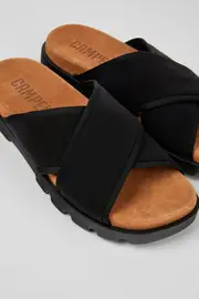 Brutus Sandal Black Textile Slide for Men