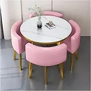 Modern Pink Business Meeting Table Set for 4 with Reception Desk Chair and Coffee Table - Hotel Lobby Office Meeting Room Furniture