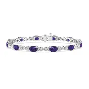 Oval Amethyst Infinity Bracelet with 1/5ct of Diamonds in Sterling Silver