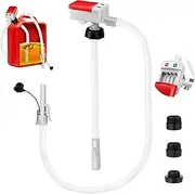Fuel Transfer Pump with Auto Stop Sensor 2.4 GPM, 52 Inch Hose, Automatic Transfer Pump with 3 Tank Adapters, USB and Battery Operated Portable Liquid Pump for Oil, Petrol, Diesel