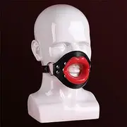 Silicone Open Mouth Gag Lips Plug Toy with Bondage Adjustable Leather Strap Big Red Lips Gag Mouth Plug for Couples Toys