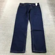 HNST Jeans Mens 33 x 32 Straight Denim Relaxed Tapered Blue Button Fly Pants