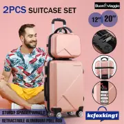 Lockable Luggage Suitcase Trolley Set Travel Hard Shell Carry Bag Case Rose Gold