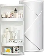 zolyet Bathroom Storage Corner Vani Cabinet 24"x8.75"x8.75" Space Saver Rotating Organizer - 2-Tiered Storage Cabinet Countertop Storage or Wall Shelf - White Corner Shelf - Hidden White one Size
