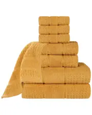 Superior 8pc Zero Twist Cotton Waffle Honeycomb Plush Soft Absorbent Towel Set