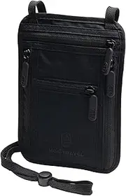 [mo4travel] Travel Neck Wallet Travel Pouch & Passport Holder - Anti Pickpocket RFID Passport Holder & Travel Wallet - Crossbody Wallet, Slim Black, Modern